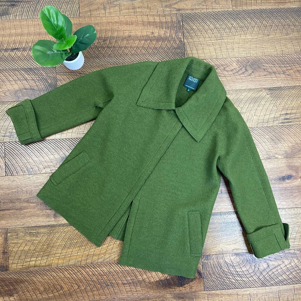 HILARY RADLEY M green wool cape jacket oversized boxy womens button Ukraine